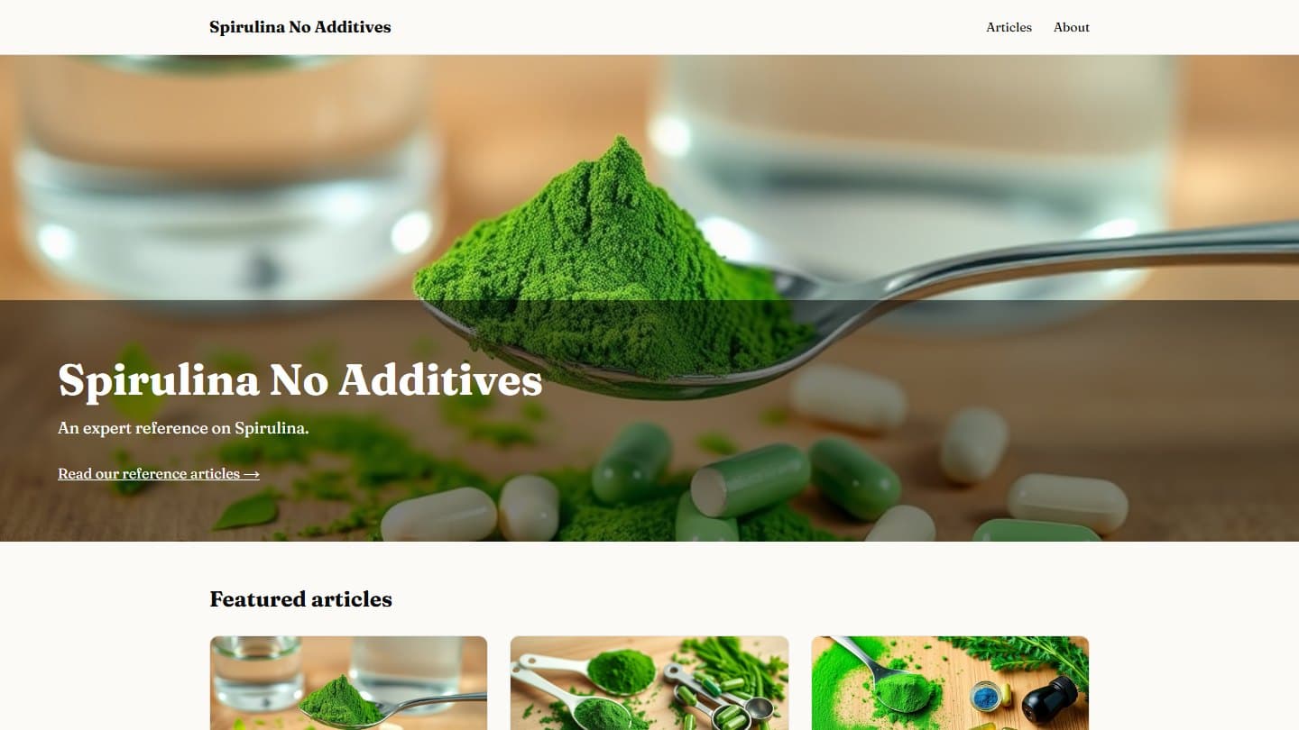 Spirulina No Additives — a website built by ProperSite